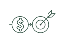 Drawing of dollar symbol and bullseye target