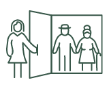 Elder Law & Medicaid Planning Drawing of woman opening the door for an older couple1